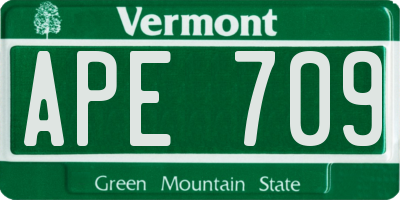 VT license plate APE709