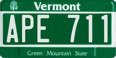 VT license plate APE711