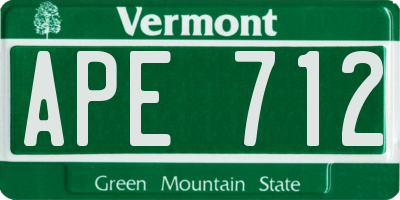 VT license plate APE712