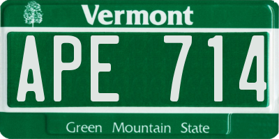 VT license plate APE714