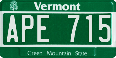 VT license plate APE715