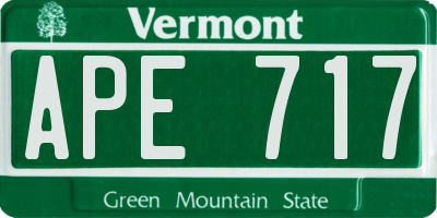 VT license plate APE717