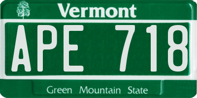 VT license plate APE718