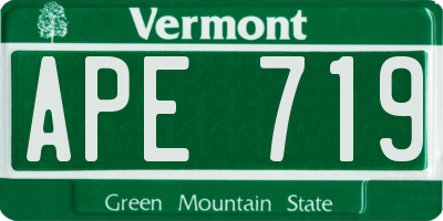 VT license plate APE719