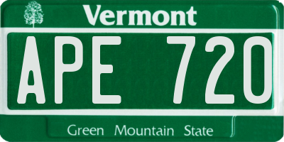 VT license plate APE720