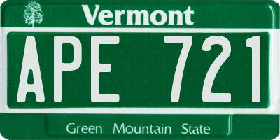 VT license plate APE721