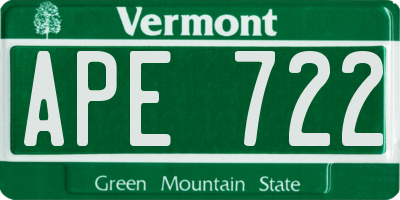 VT license plate APE722
