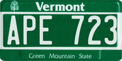 VT license plate APE723