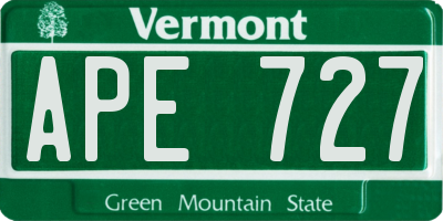 VT license plate APE727