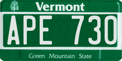 VT license plate APE730