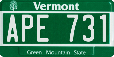VT license plate APE731