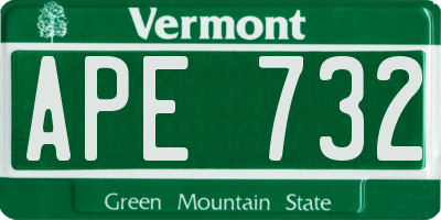 VT license plate APE732