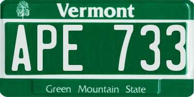 VT license plate APE733