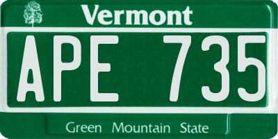 VT license plate APE735