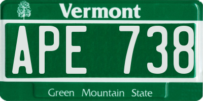 VT license plate APE738