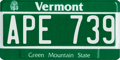 VT license plate APE739
