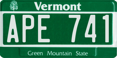 VT license plate APE741