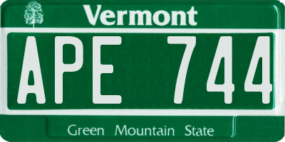 VT license plate APE744
