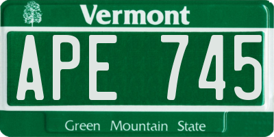 VT license plate APE745