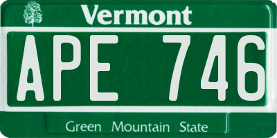 VT license plate APE746