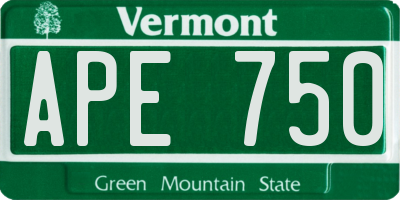 VT license plate APE750
