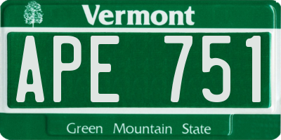 VT license plate APE751
