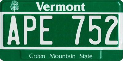 VT license plate APE752