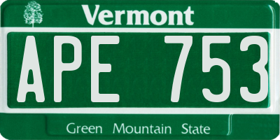 VT license plate APE753