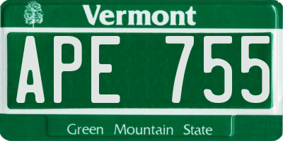 VT license plate APE755
