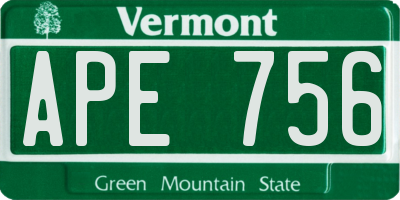 VT license plate APE756