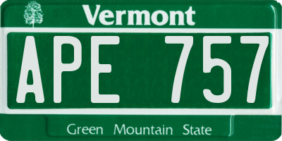 VT license plate APE757