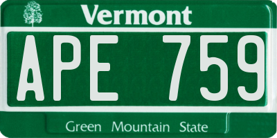 VT license plate APE759