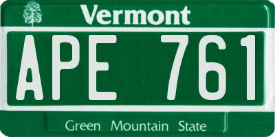 VT license plate APE761