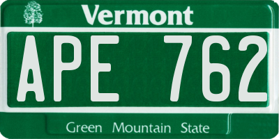 VT license plate APE762