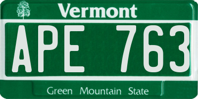 VT license plate APE763