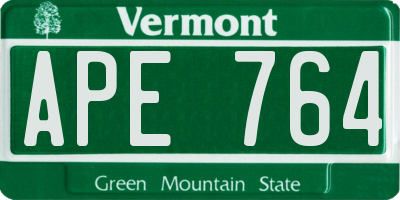 VT license plate APE764