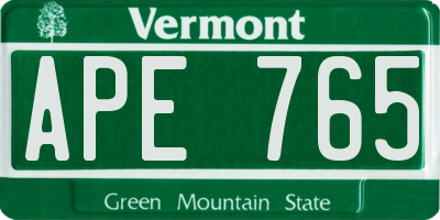 VT license plate APE765
