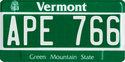 VT license plate APE766