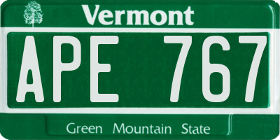 VT license plate APE767