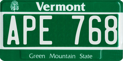 VT license plate APE768