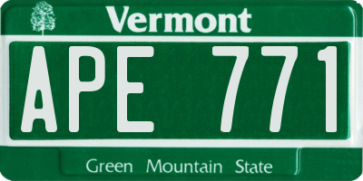VT license plate APE771