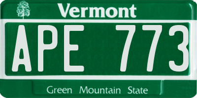 VT license plate APE773