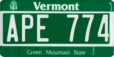 VT license plate APE774