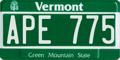 VT license plate APE775