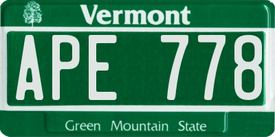 VT license plate APE778