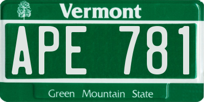 VT license plate APE781