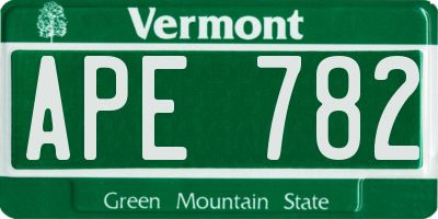 VT license plate APE782