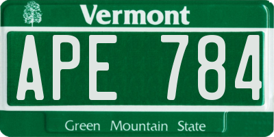 VT license plate APE784
