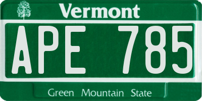 VT license plate APE785