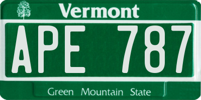 VT license plate APE787